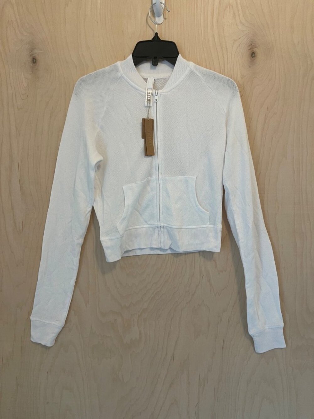 NWT SKIMS LIGHT FRENCH TERRY SHRUNKEN SNOW ZIP UP HOODIE SMALL